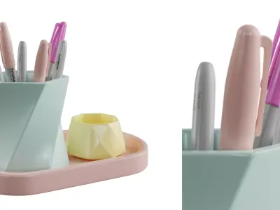 Pen Organiser 01 Free low-poly 3D model