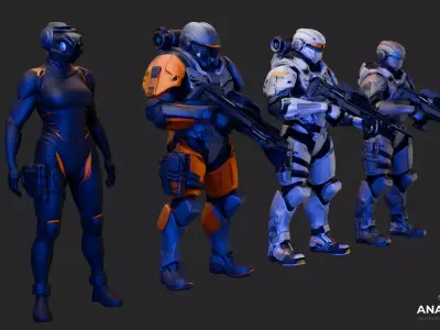 Sci-fi Soldiers 3D Model 3D model
