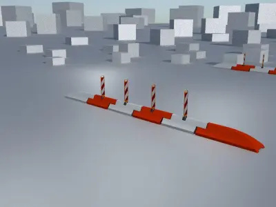 White and Red Road Traffic Barrier - Part 23 - Low-poly 3D model