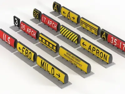Airport Guidance Signs Pack Low-poly 3D model