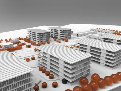 residential area urban planning project Low-poly 3D model