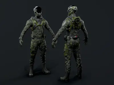 SCI-FI soldier Low-poly 3D model