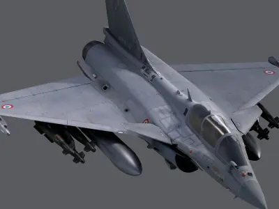 Dassault Rafale C - Fully Rigged - with high resolution Textures Low-poly 3D model