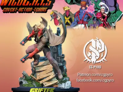 Grifter from Wild CATS by Jim Lee comics STL files 3d printing  3D print model