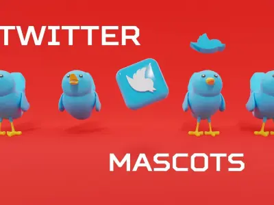 Twitter Social Media Mascot  3D model