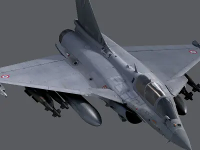 Dassault Rafale B - Fully Rigged - with high resolution Textures Low-poly 3D model
