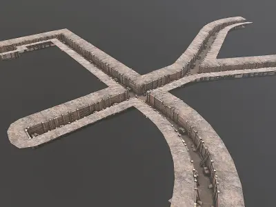 Modular Low Poly PBR Army Trenches Low-poly 3D model