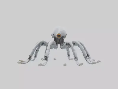 Robot version of a robot squid model Low-poly 3D model