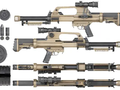 PBR Chinese QLB-06 Grenade Launcher Low-poly 3D model