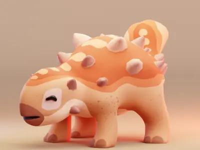 3D Cute Cartoon Ankylosaurus Low-poly 3D model