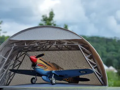 Hangar for Field simple with corrugated sheet iron 3D model