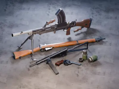 British WWII Weapons Pack - Midpoly Game and VFX-Ready Low-poly 3D model