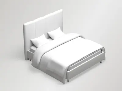 Upholstered Bed Free low-poly 3D model
