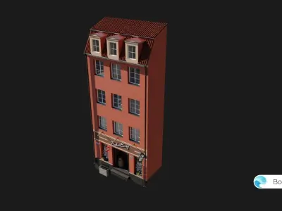 Old Riga Building 3D model Low-poly Low-poly 3D model