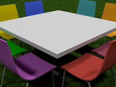 Plastic Table and Chairs Free low-poly 3D model