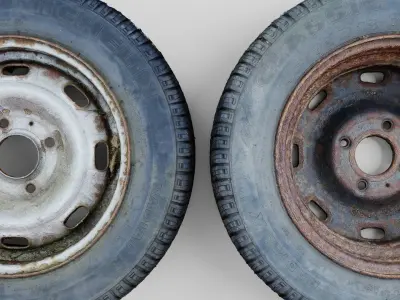 Ultra realistic Old Tyre Scan 8k HD Low-poly 3D model Low-poly 3D model