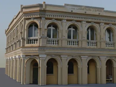 Phuket-Oldtown-2 building with arches and columns Low-poly 3D model