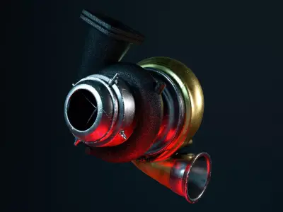 Turbocharger - car part Low-poly 3D model