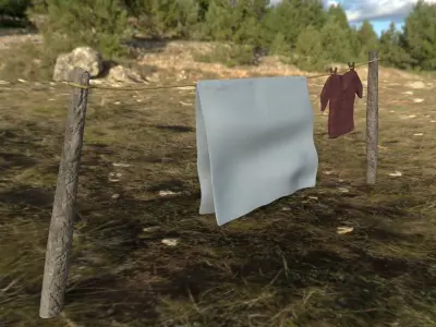 Rustic Clothesline 3D model