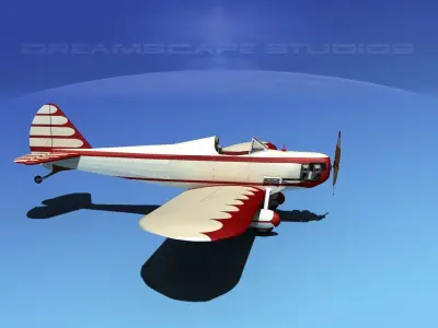Flybaby biplane flying in sky 3D model