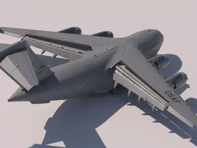 C-17 Globmaster III Military Transport Aircraft Low-poly 3D model