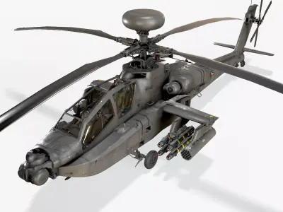 Apache AH-64D US Army Basic Animation Low-poly 3D model
