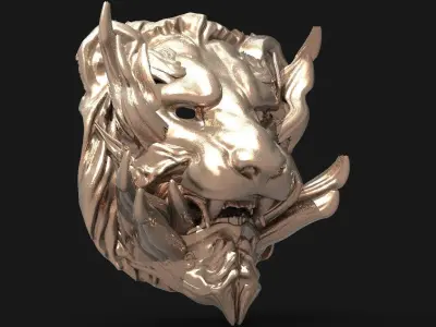 Samurai lion mask 3  3D model