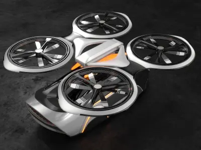 Flying autonomous passenger drone concept 3D model