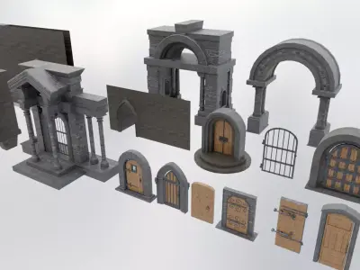 Medieval Doors Low-poly 3D model