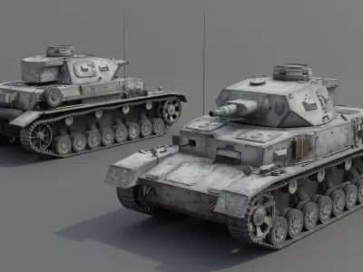 Panzer IV E Medium Tank Low-poly 3D model