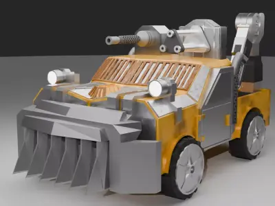Low Poly Best Battle Gun Car Low-poly 3D model