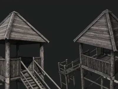 Viking Guard Tower Low-poly 3D model