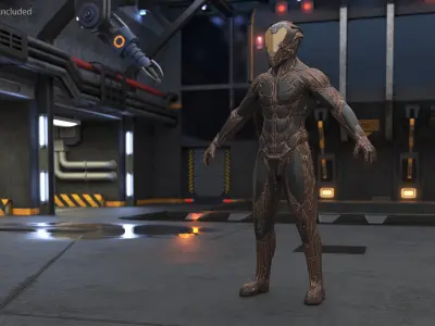 Futuristic Armored Character Rigged 3D model
