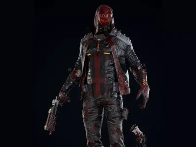 Masked biker gang soldier Low-poly 3D model