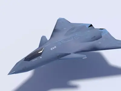 FA-XX fighter jet in flight Low-poly 3D model
