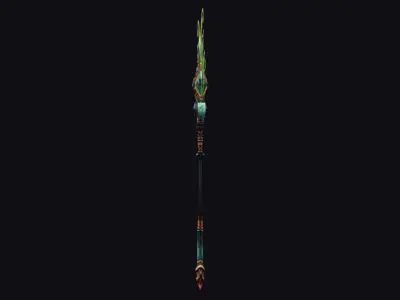 Magical Staff Magic Stick Fantasy Wand Axe Props Item Low-poly 3D model