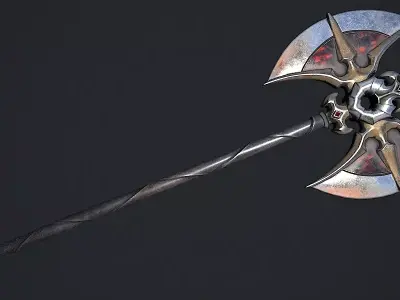 Fantasy axe game ready 3d model Free 3D model