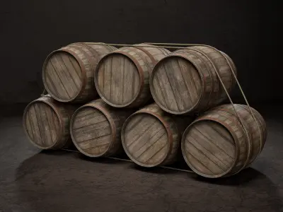 Barrels stack Low-poly 3D model