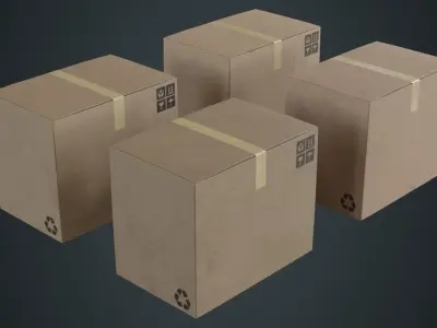 Cardboard Box 1B Low-poly 3D model