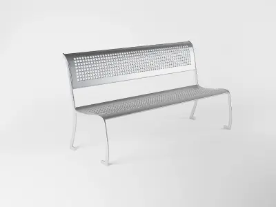 Bench made of perforated metal 3D model