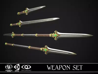 Melee Weapon Set A3 3D Model Collection