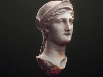 Athen godess head scanned and lowpoly Low-poly 3D model