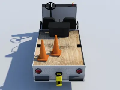 Ground service flat cart airport Low-poly 3D model