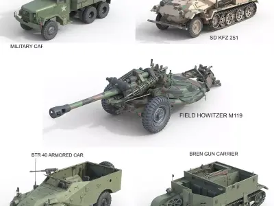 5 Military Vehicles Collection v39 Low-poly 3D model