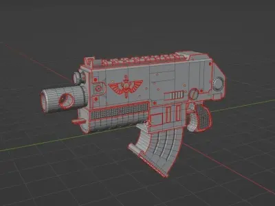 Boltgun gun from warhammer universe Low-poly 3D model