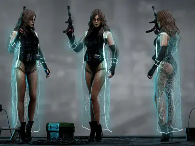 Sci Fi Mercenary Girl Low-poly 3D model