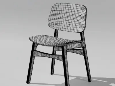 Wooden school chair  Free 3D model