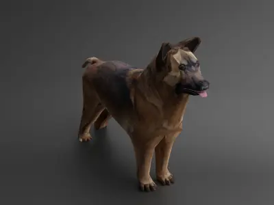low poly dog model - ready for game  Low-poly 3D model