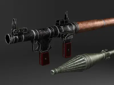 RPG 7 gun with wooden handle 3D model
