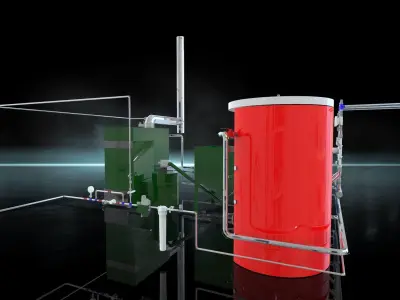 Industrial Boiler Room on wood pellets 3D model